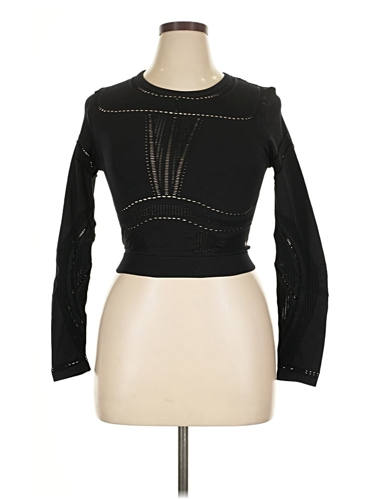 Pre-owned Fabletics Long Sleeve Top Black Keyhole Neckline Tops