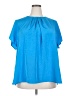 Lands' End 100% Polyester Blue Short Sleeve Blouse Size 26 - photo 1