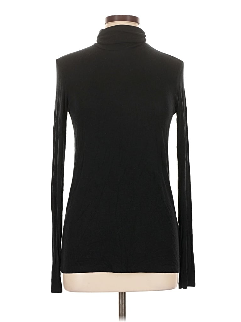 Pre-owned Atm Anthony Thomas Melillo Long Sleeve Top Black Turtleneck Tops