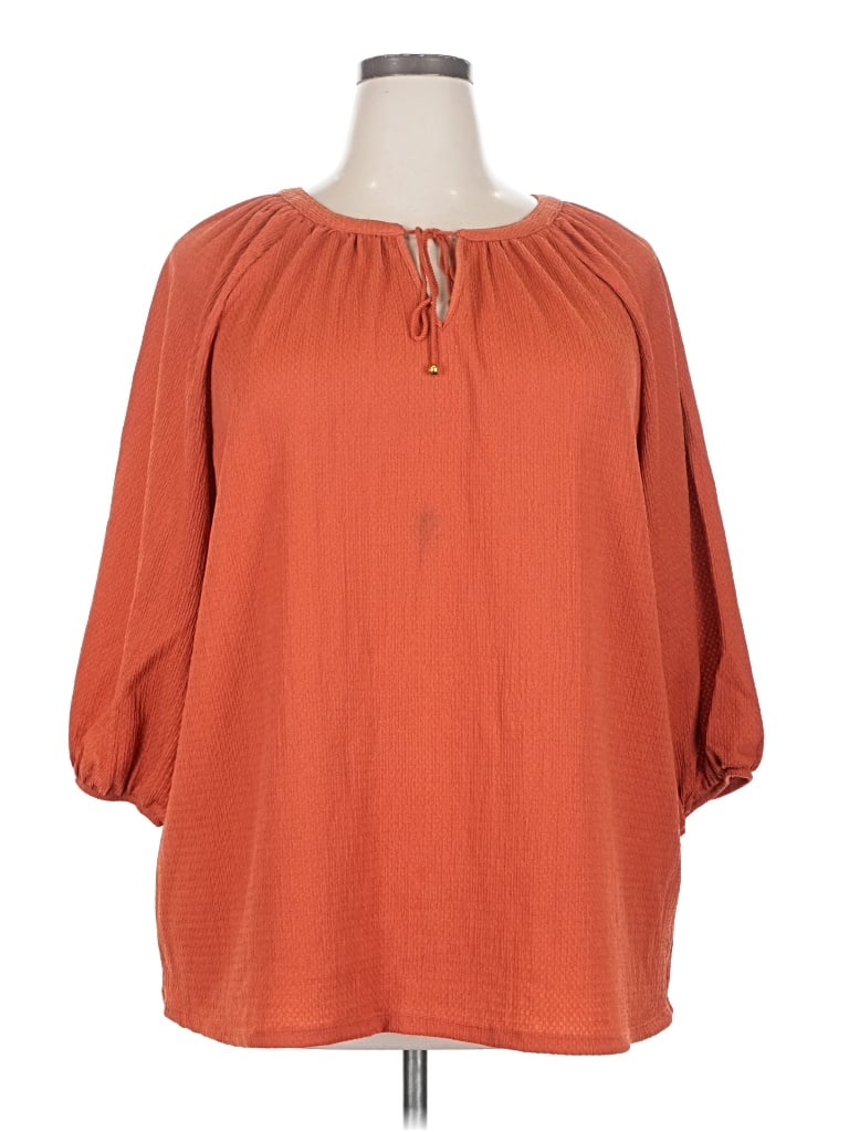 Pre-owned Croft & Barrow 3/4 Sleeve Blouse In Orange