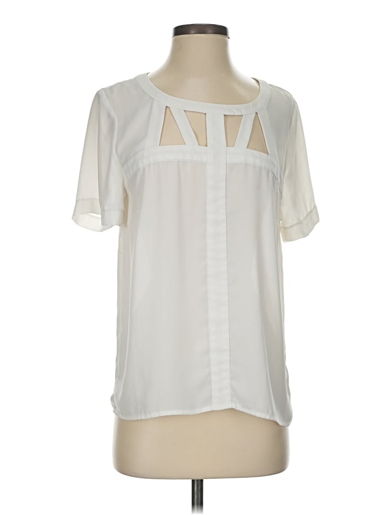 Pre-owned Everly Short Sleeve Blouse In White