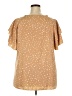 Unbranded 100% Polyester Stars Brown Short Sleeve Blouse Size 2X - photo 2