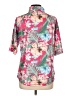 Unbranded Floral Pink Short Sleeve Blouse Size L - photo 2
