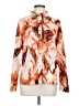 Unbranded 100% Polyester Print Orange Long Sleeve Blouse Size M - photo 1