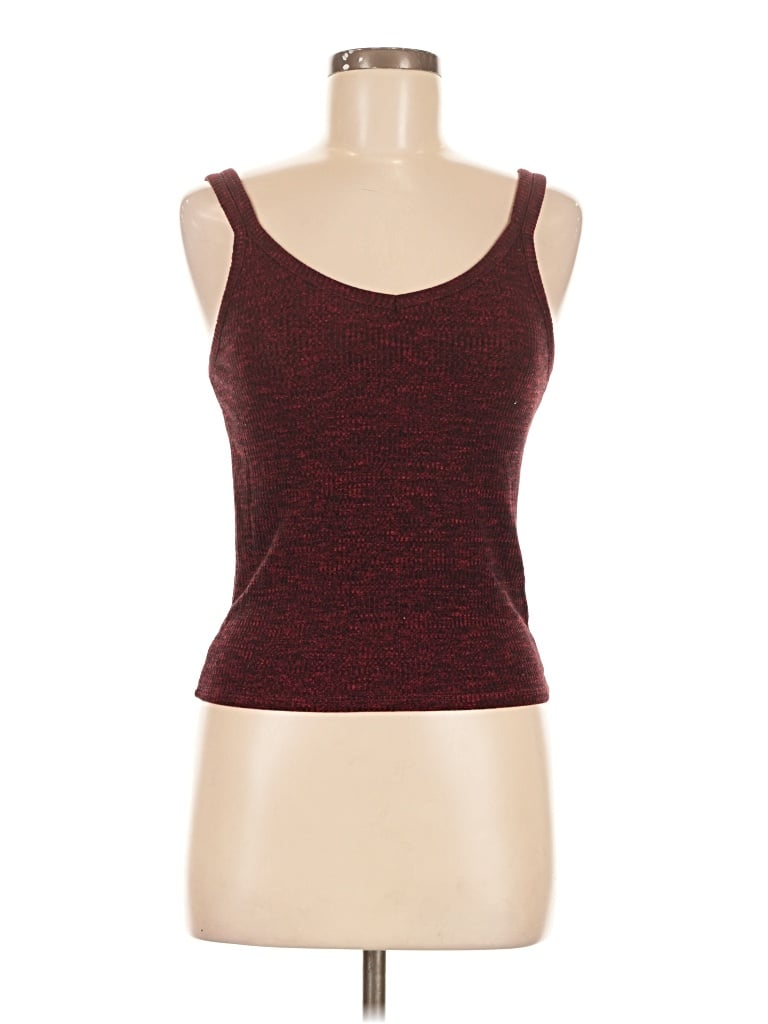 Pre-owned Iris Tank Top Burgundy Strapless Neckline Tops