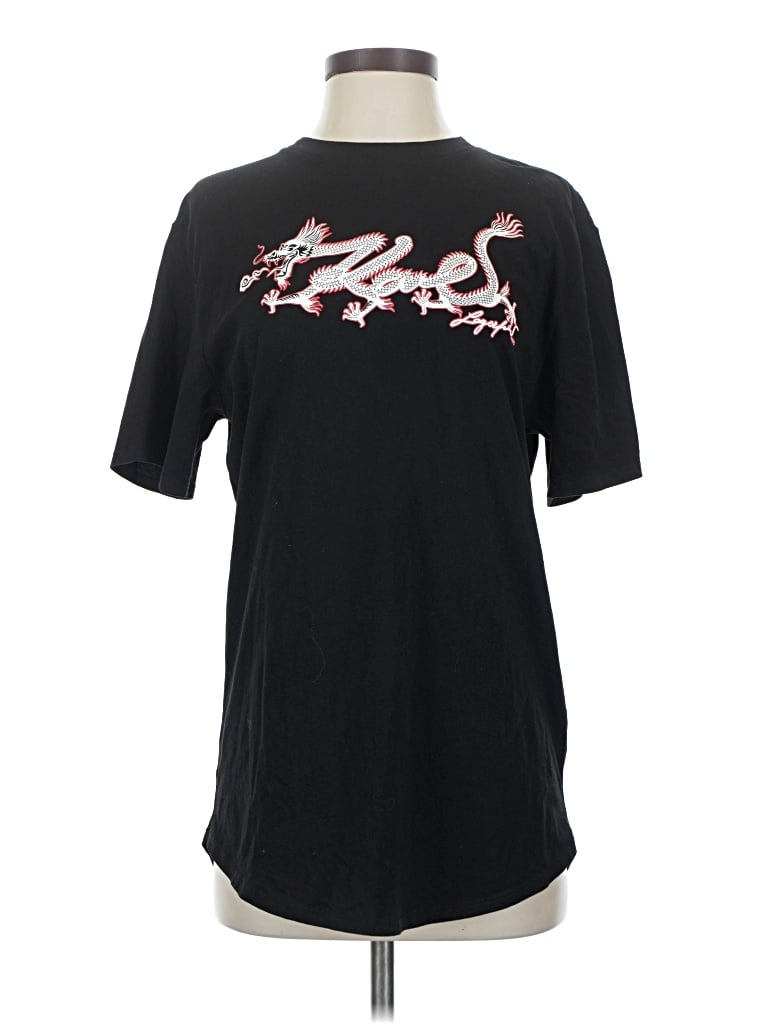 Pre-owned Karl Lagerfeld Short Sleeve Top Black Crew Neck Tops