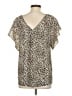 Sanctuary 100% Polyester Animal Print Brown Short Sleeve Blouse Size S - photo 2