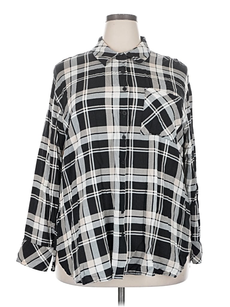 Pre-owned Torrid Long Sleeve Button Down Shirt In Black