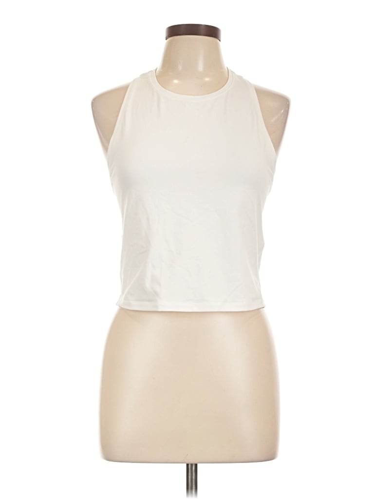 Pre-owned Athleta Tank Top Ivory Halter Neckline Tops In White