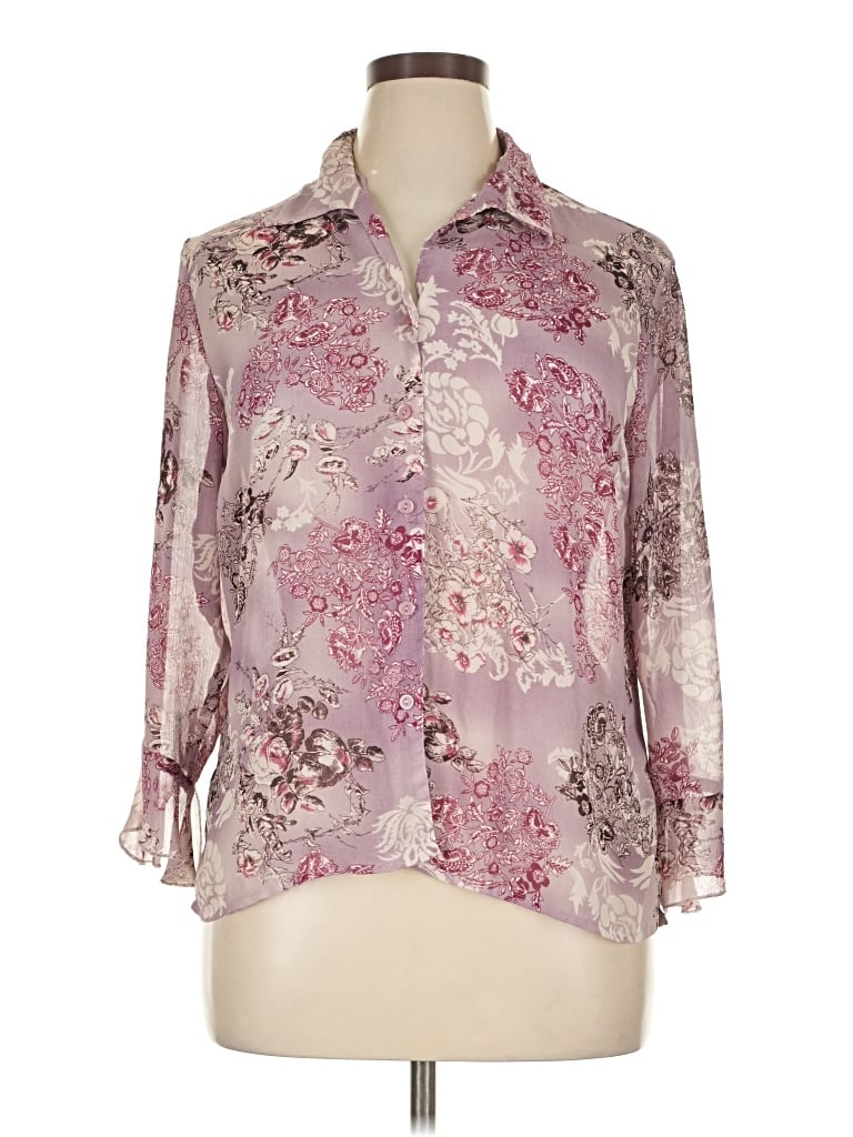 Pre-owned Notations 3/4 Sleeve Blouse In Pink
