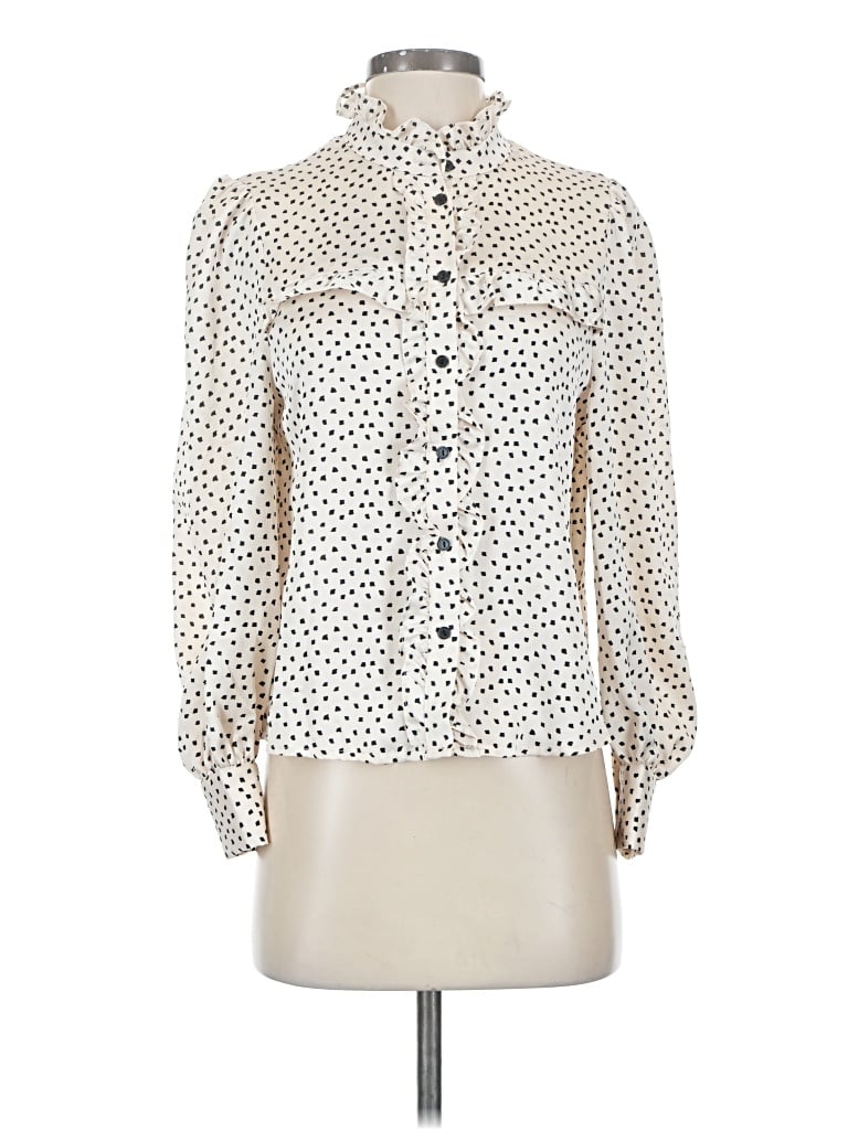 Pre-owned Mng Long Sleeve Blouse In White