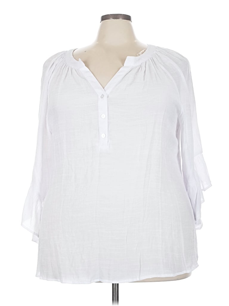 Pre-owned Ashley Stewart 3/4 Sleeve Blouse In White