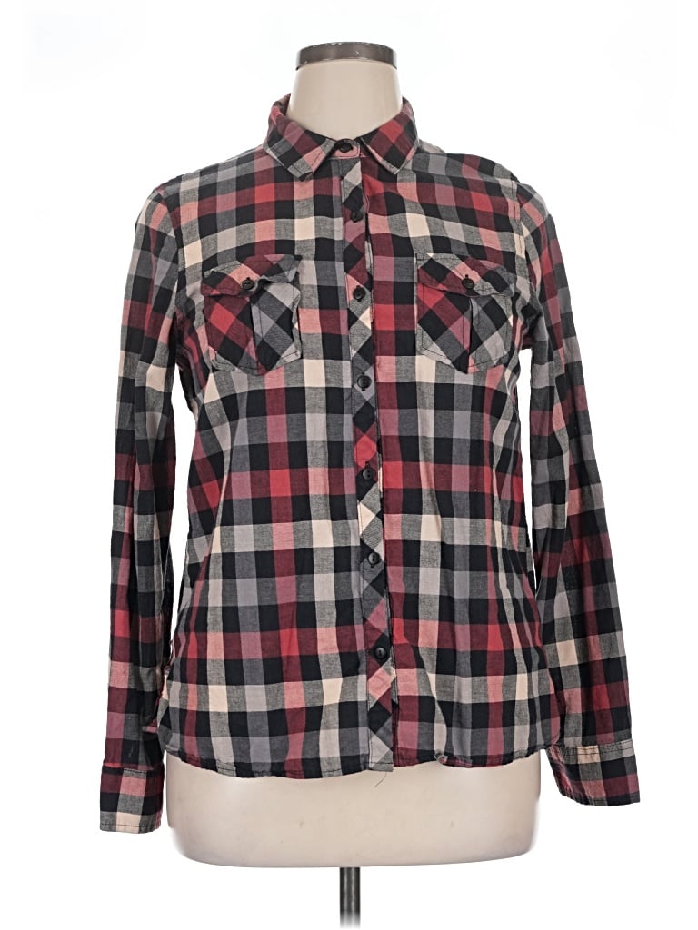 Pre-owned Eden & Olivia Long Sleeve Button Down Shirt In Red