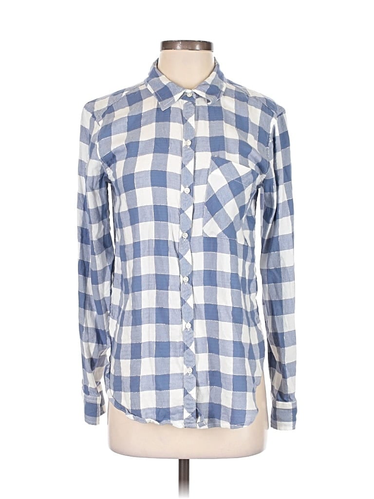 Pre-owned Aerie Long Sleeve Button Down Shirt In Blue