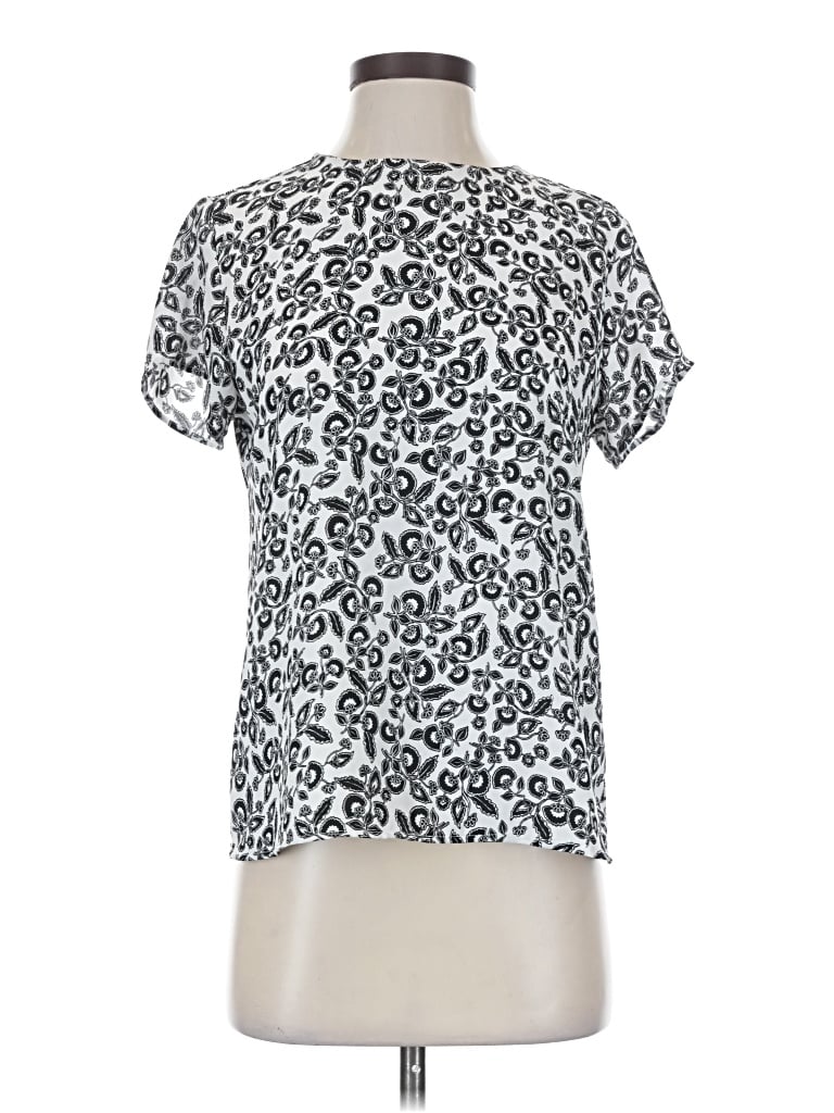 Pre-owned Ann Taylor Short Sleeve Blouse In Silver