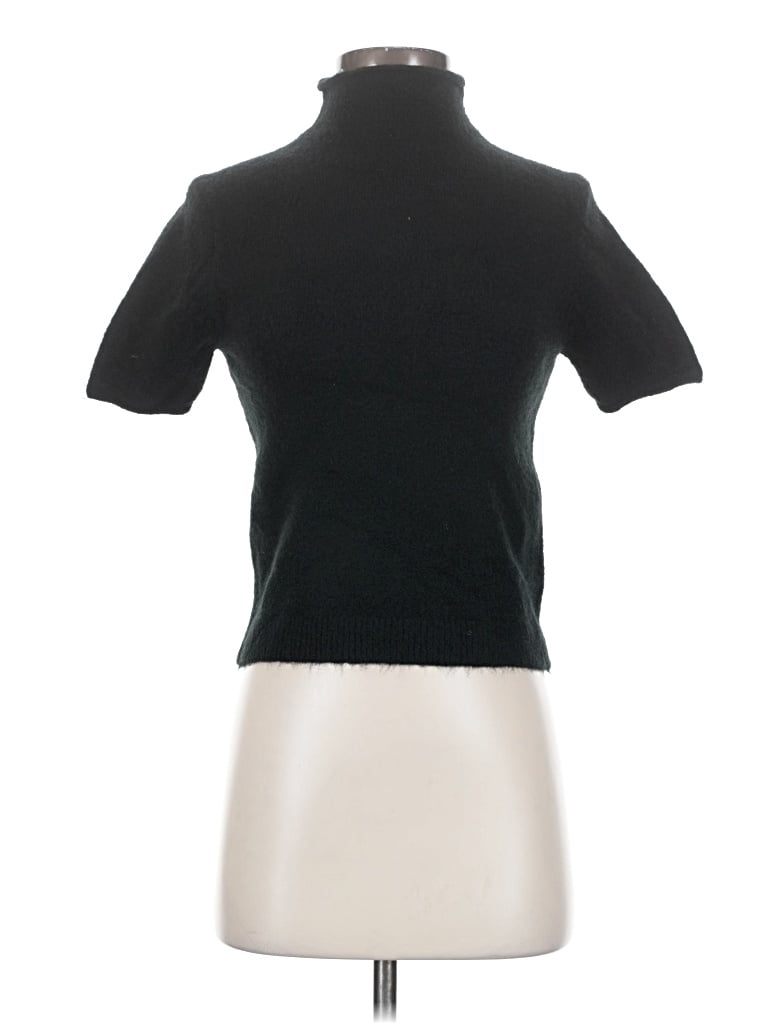 Pre-owned Zara Short Sleeve Top Black Mock Neckline Tops