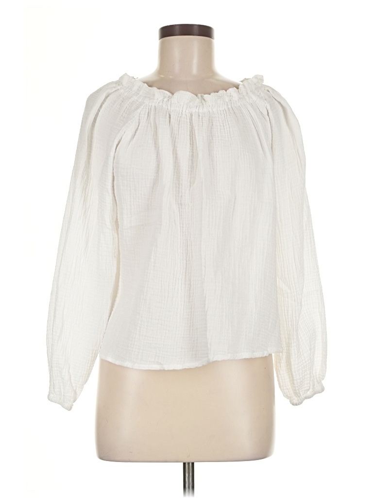 Pre-owned C&c California Long Sleeve Blouse In White