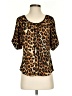Express Animal Print Brown Short Sleeve Blouse Size XS - photo 1