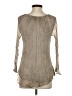 Scandal 100% Silk Gray Tan Long Sleeve Silk Top Size 5 - photo 2