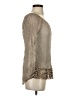 Scandal 100% Silk Gray Tan Long Sleeve Silk Top Size 5 - photo 4
