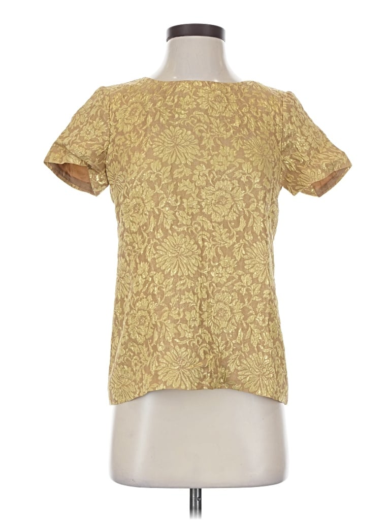 Pre-owned Jcrew Short Sleeve Blouse In Gold