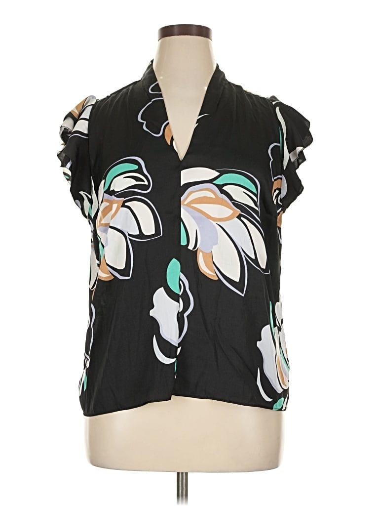 Pre-owned Nine West Short Sleeve Blouse In Black