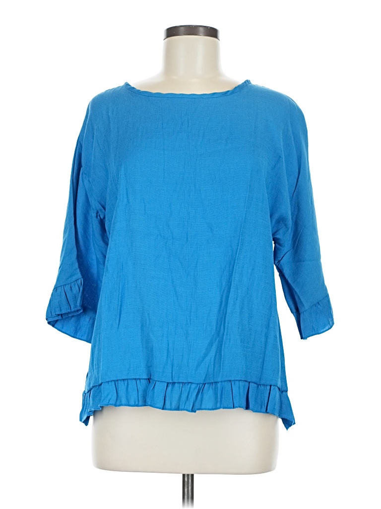 Pre-owned Unbranded 3/4 Sleeve Blouse In Blue