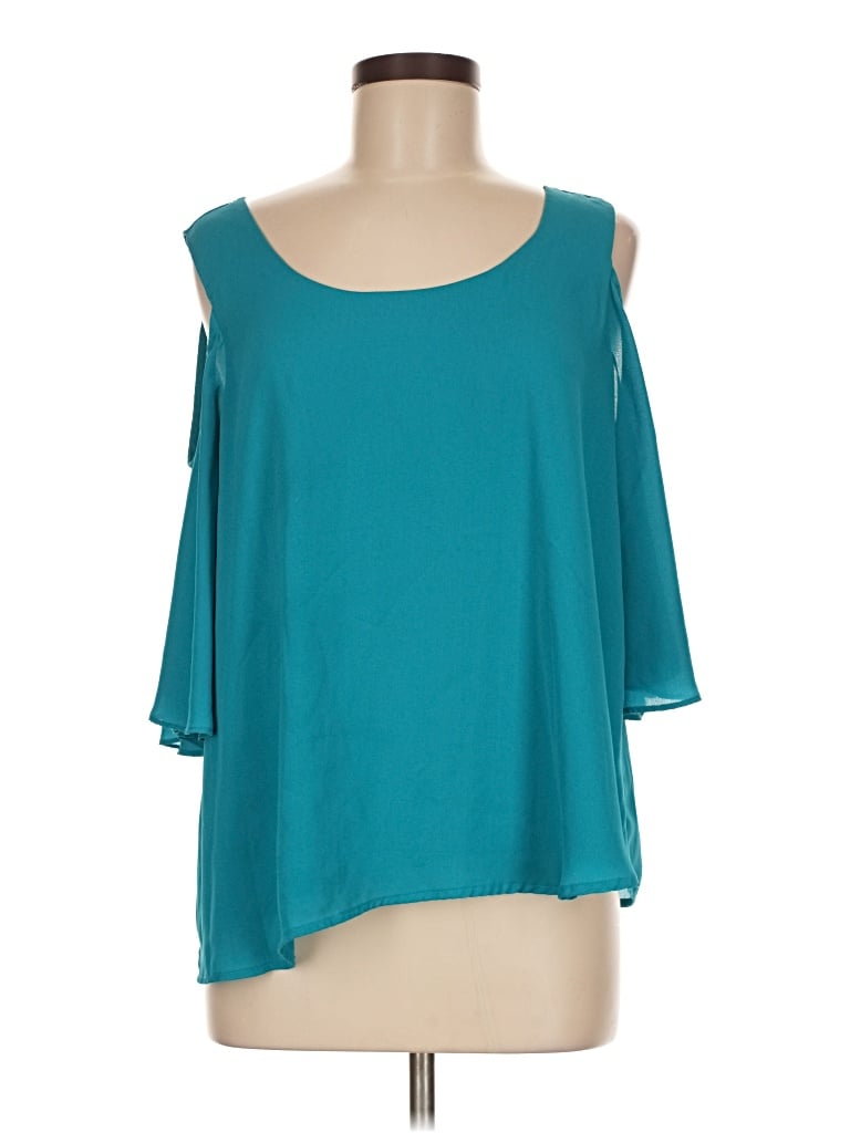 Pre-owned Apt. 9 3/4 Sleeve Top Teal Cold Shoulder Neckline Tops