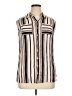 I.N. Studio 100% Rayon Stripes Ivory Sleeveless Button-Down Shirt Size XL - photo 1