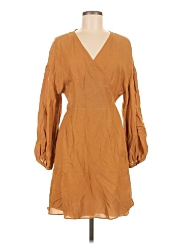 Madewell Linen-Blend Balloon-Sleeve Wrap Dress (view 1)