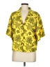 Saunders Collective 100% Polyester Graphic Paisley Tropical Yellow Short Sleeve Blouse Size 6 - photo 1
