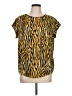 Larry Levine 100% Polyester Animal Print Gold Short Sleeve Blouse Size L - photo 1