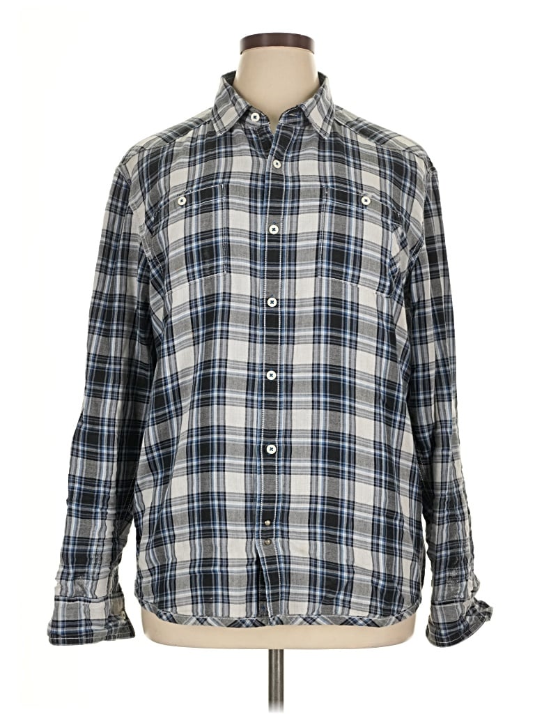 Pre-owned Public Opinion Long Sleeve Button Down Shirt In Blue