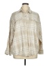 Old Navy 100% Cotton Plaid Tan 3/4 Sleeve Button-Down Shirt Size XL - photo 1