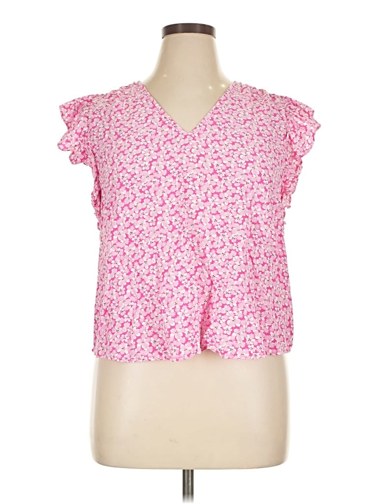 Pre-owned On 34th Short Sleeve Blouse In Pink
