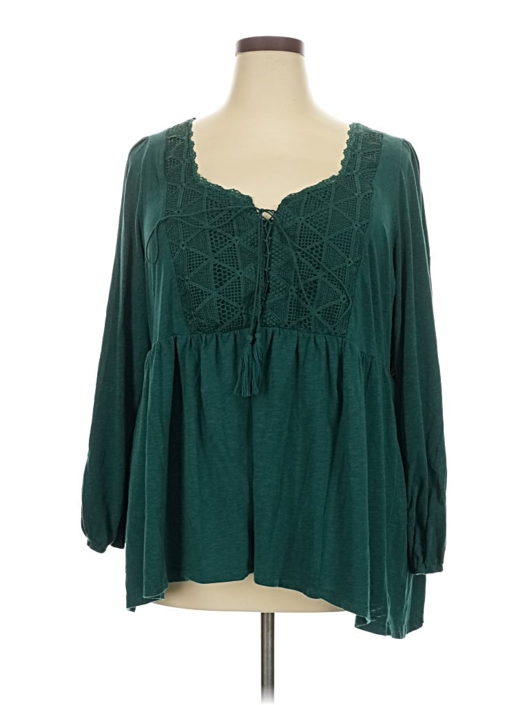 Pre-owned Torrid Long Sleeve Blouse In Blue