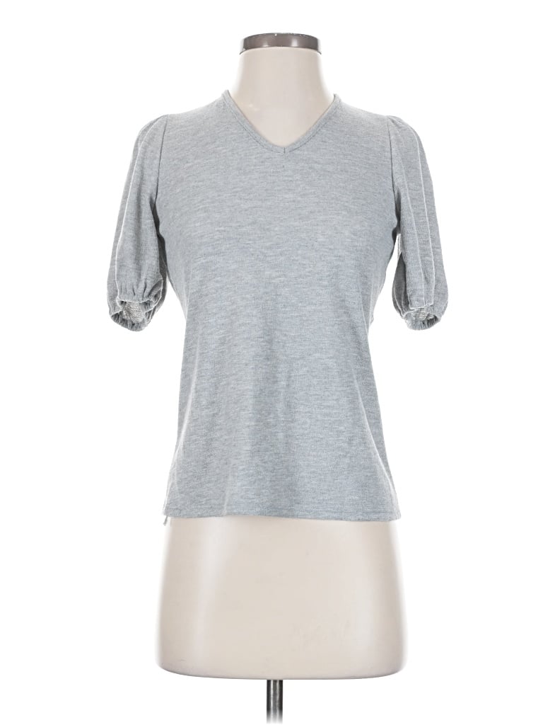 Pre-owned Chenault Short Sleeve Top Gray Sweetheart Neckline Tops