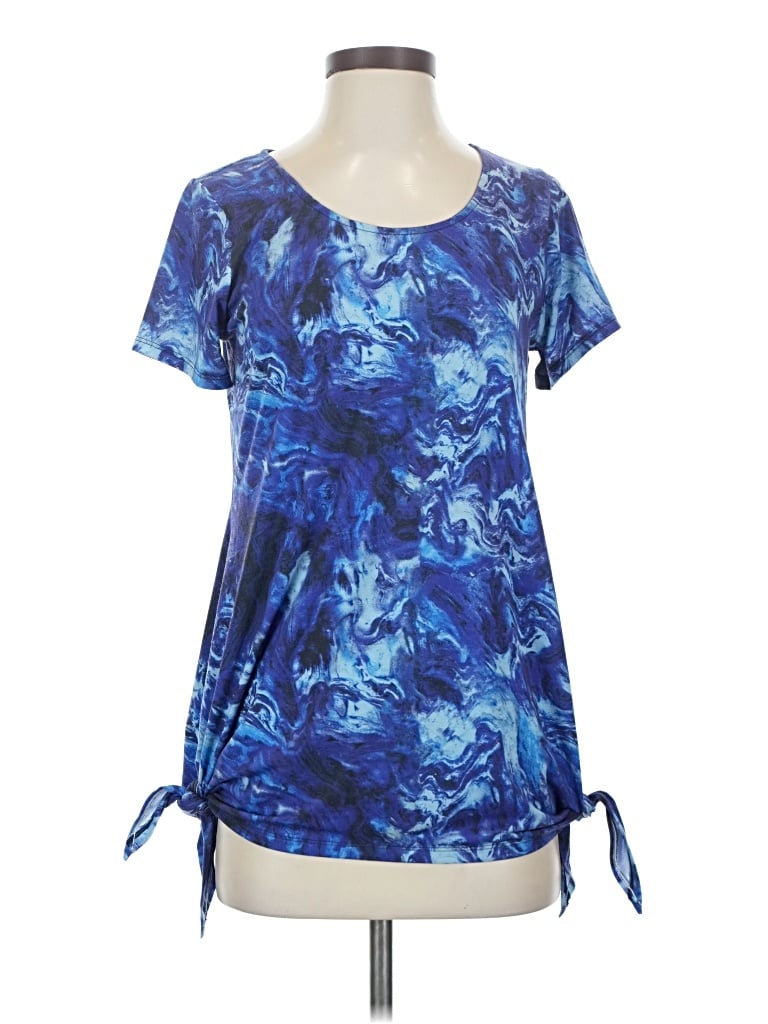 Pre-owned Soma Short Sleeve Top Blue Keyhole Neckline Tops