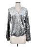 Olive and Oak Metallic Silver Long Sleeve Blouse Size S - photo 1
