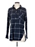 Athleta 100% Cotton Plaid Blue Long Sleeve Button-Down Shirt Size S - photo 1
