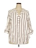 Torrid Stripes Ivory 3/4 Sleeve Button-Down Shirt Size 2X Plus (2) - photo 1