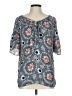 Ann Taylor LOFT 100% Polyester Blue Short Sleeve Henley Size L (estimated) - photo 1
