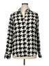 Joe Fresh Houndstooth Silver Long Sleeve Blouse Size XL - photo 1