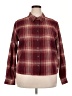 Krazy Kat 100% Cotton Plaid Burgundy Long Sleeve Button-Down Shirt Size XL - photo 1
