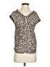 A.L.C. 100% Silk Animal Print Tan Brown Short Sleeve Silk Top Size 0 - photo 1