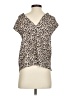 A.L.C. 100% Silk Animal Print Tan Brown Short Sleeve Silk Top Size 0 - photo 2