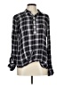Blue Rain 100% Rayon Plaid Black Purple Long Sleeve Blouse Size L - photo 1