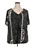 Jaclyn Smith Paisley Black Short Sleeve Henley Size 2X - photo 1