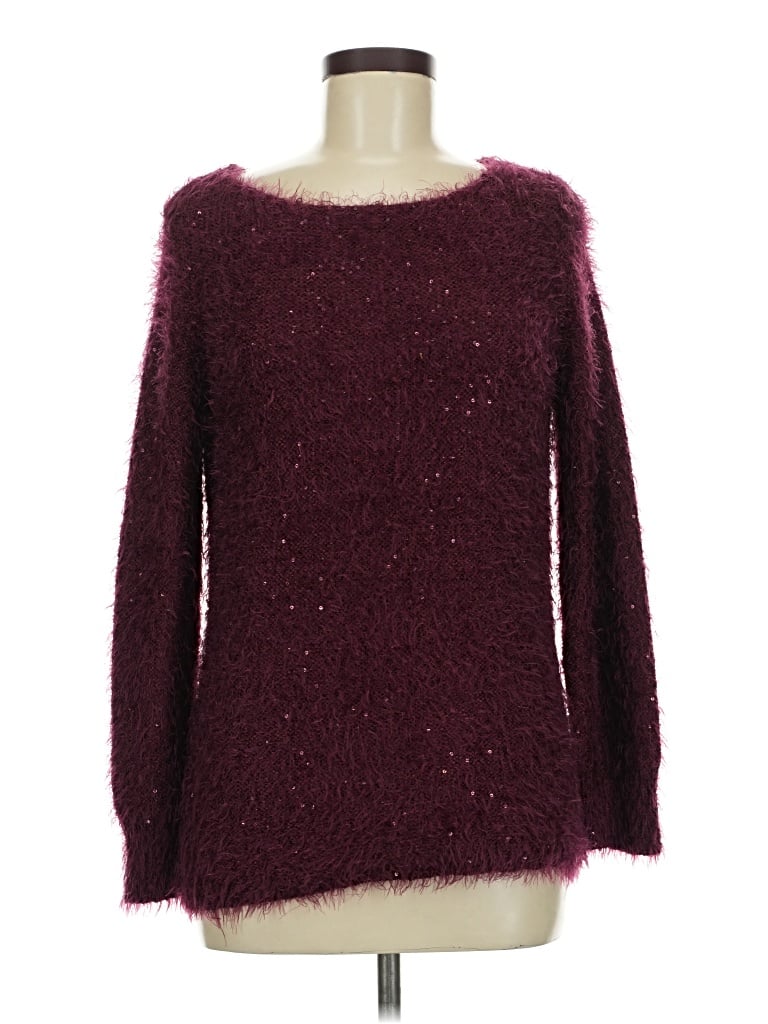 Pre-owned Ny Collection Pullover Sweater In Burgundy