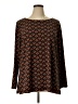 Dennis by Dennis Basso Brown Long Sleeve Blouse Size XL - photo 1